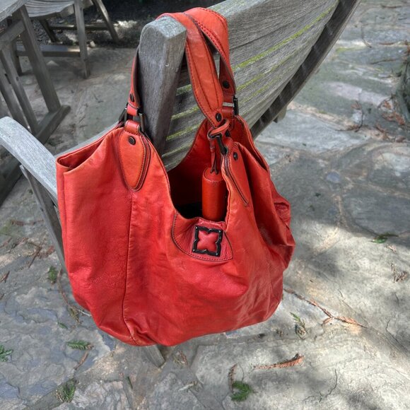 BCBGMaxAzria Orange Leather Large Hobo Shoulder Bag - Picture 6 of 12